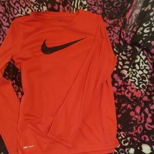 Nike Kids Dri-FIT Red Long Sleeve Tee